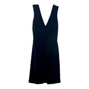 Alexander Wang Dress Womens 2 Black Sleeveless Deep V Cocktail Midi Silk Trim
